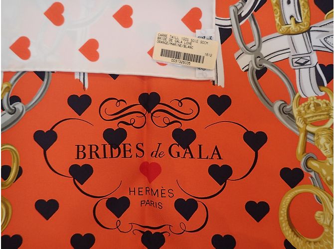 Hermès Sciarpa di seta Gala Brides Love Arancione Multicolore - vista 9