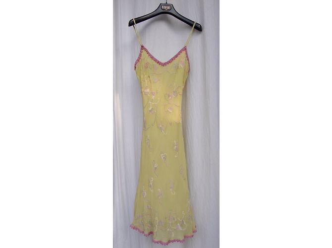 Autre Marque Vestido bordado ARAYAL de seda amarillo - vista 3