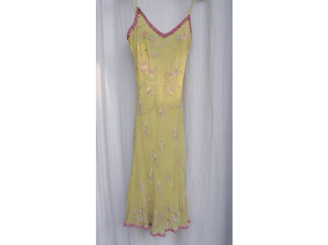Autre Marque Vestido bordado ARAYAL de seda amarillo - vista 8