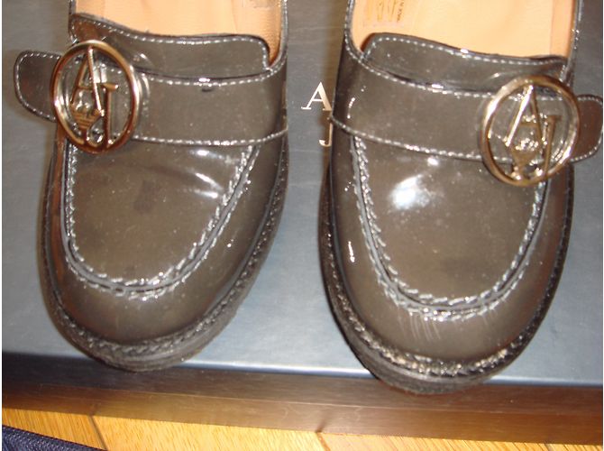 Mocassini Armani Jeans in vernice marrone scuro - vista 7