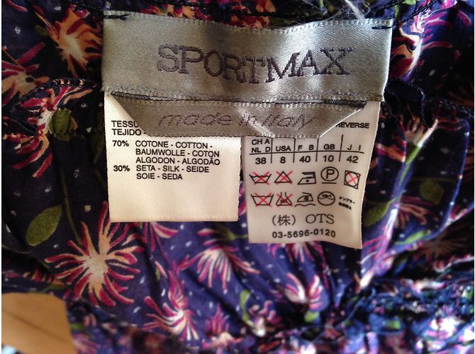 Sportmax Bluse aus Seide und Baumwolle Blau Mehrfarbig - Ansicht 6