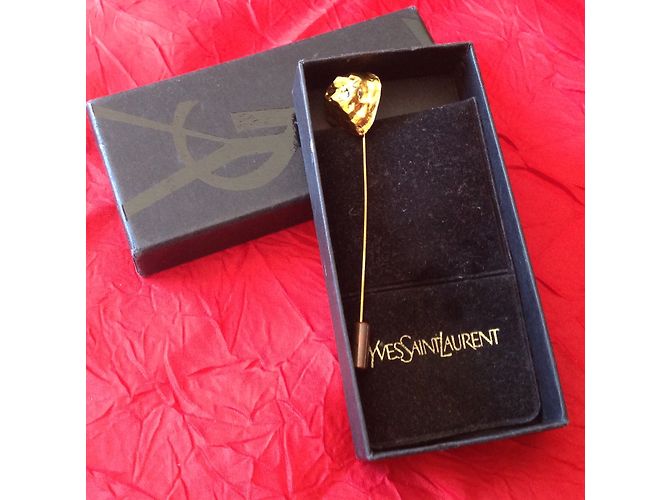 Yves Saint Laurent Spilla per foulard metallo dorato - vista 6