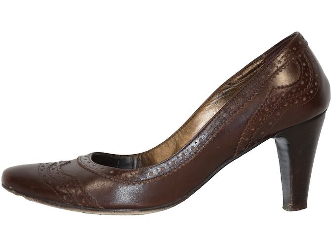 Autre Marque Décolleté Pucci Verdi in pelle marrone - vista 2