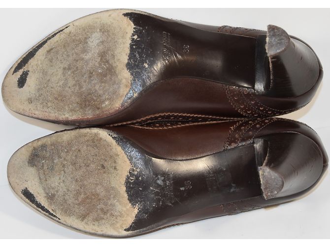 Autre Marque Décolleté Pucci Verdi in pelle marrone - vista 7