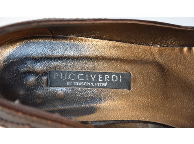 Autre Marque Décolleté Pucci Verdi in pelle marrone - vista 9