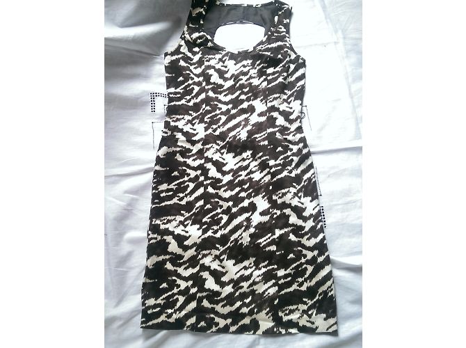 Vestido Michael Kors Sin Mangas Cuello Halter Marrón Beige Castaño - vista 3