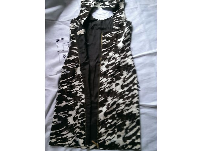 Vestido Michael Kors Sin Mangas Cuello Halter Marrón Beige Castaño - vista 5