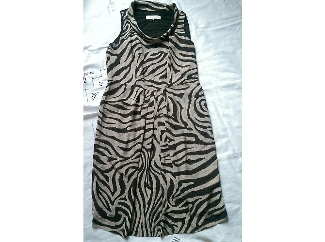 Vestido Gerard Darel de seda estampado marrón beige Castaño - vista 3