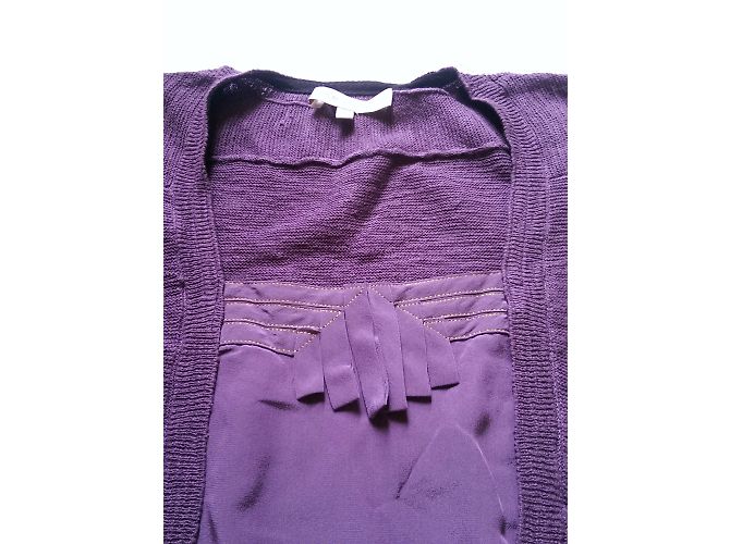 Top Maje Martha in seta e cotone a maniche corte viola M Porpora - vista 3