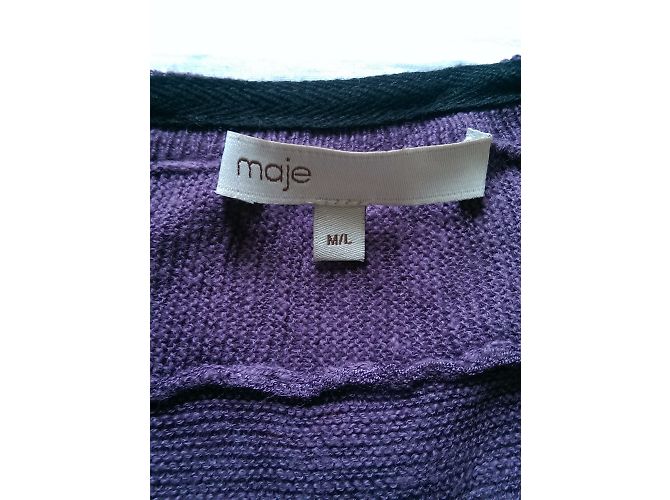 Top Maje Martha in seta e cotone a maniche corte viola M Porpora - vista 4