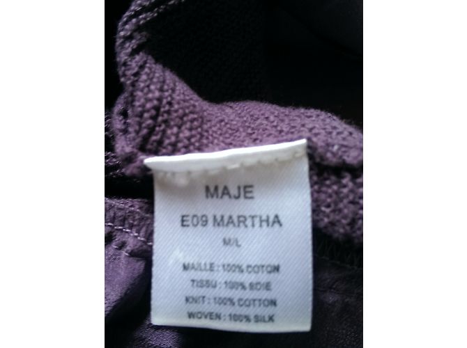 Top Maje Martha in seta e cotone a maniche corte viola M Porpora - vista 5
