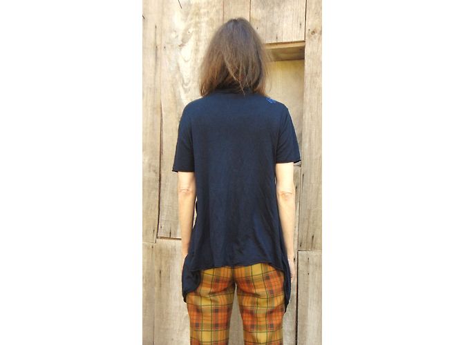 Berenice Weste aus Seide und Kaschmir Marineblau L - Ansicht 4