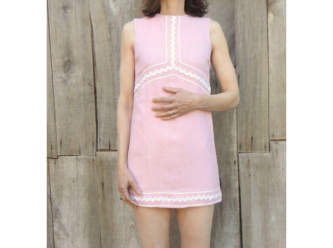 Autre Marque Mini vestido trapecio Mademoiselle B de algodón rosa - vista 4