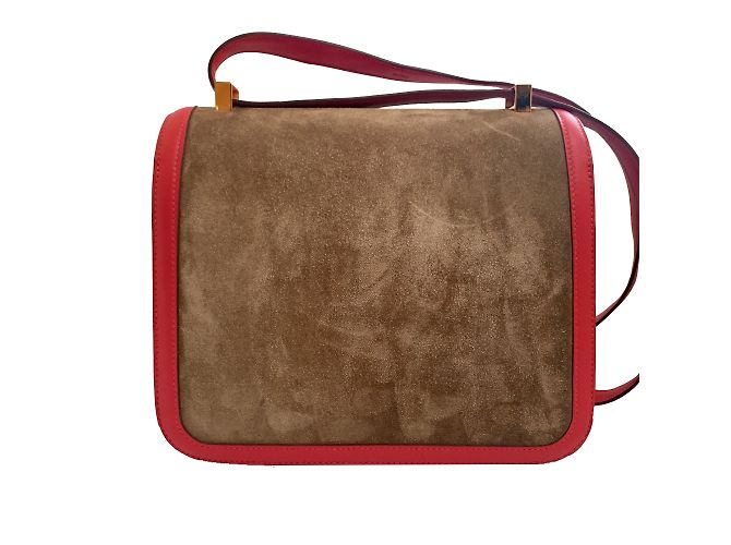 Hermès Hermes Constance 24cm Borsa in pelle scamosciata con hardware in oro rosa Rosso D'oro Castagno - vista 14