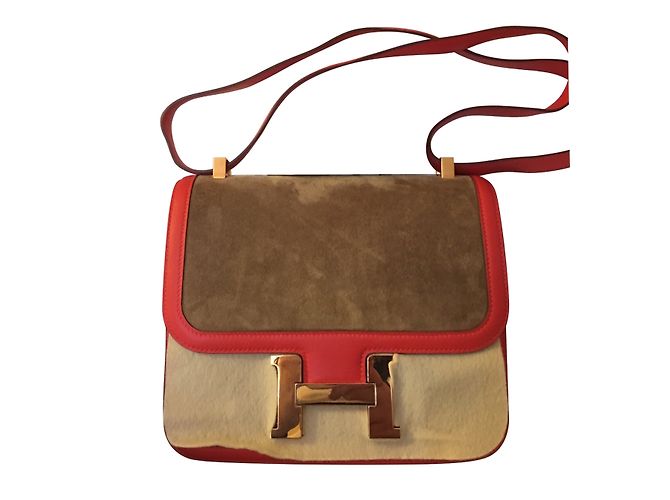 Hermès Hermes Constance 24cm Borsa in pelle scamosciata con hardware in oro rosa Rosso D'oro Castagno - vista 4
