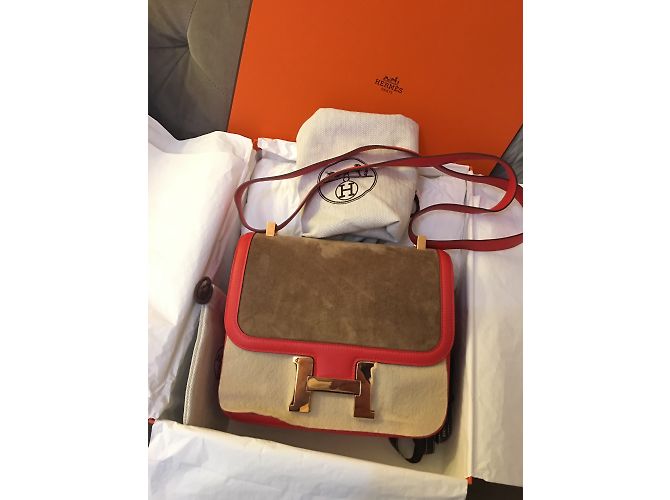 Hermès Hermes Constance 24cm Borsa in pelle scamosciata con hardware in oro rosa Rosso D'oro Castagno - vista 5