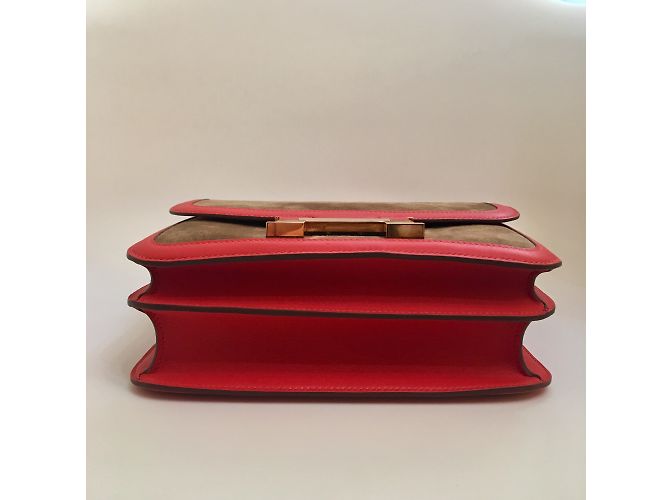 Hermès Hermes Constance 24cm Borsa in pelle scamosciata con hardware in oro rosa Rosso D'oro Castagno - vista 6