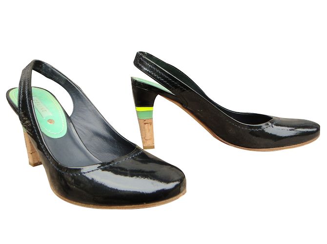 Sandali con tacco Céline in vernice nera 38 Nero - vista 2