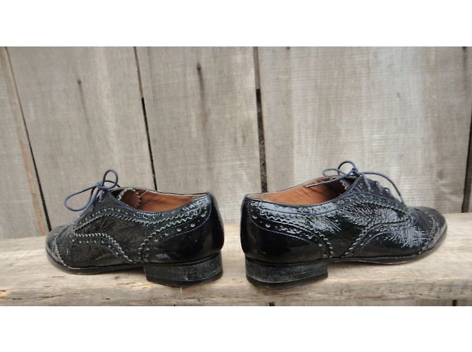 Nicole Fahri Brogues Nicole Farhi in pelle verniciata nera 37 Nero - vista 4