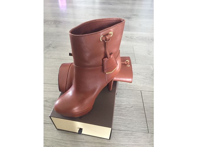 Louis Vuitton Botines de tacón en cuero marrón Castaño - vista 4