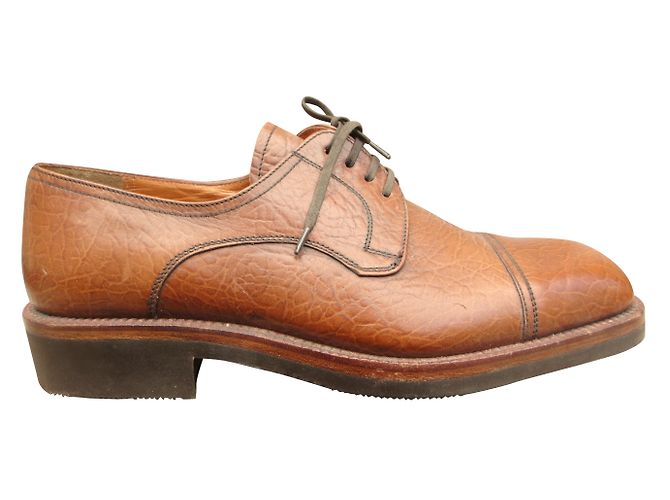 Joseph Fenestrier Unic Derby in pelle color caramello - vista 2