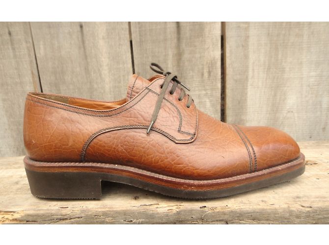 Joseph Fenestrier Unic Derby in pelle color caramello - vista 3