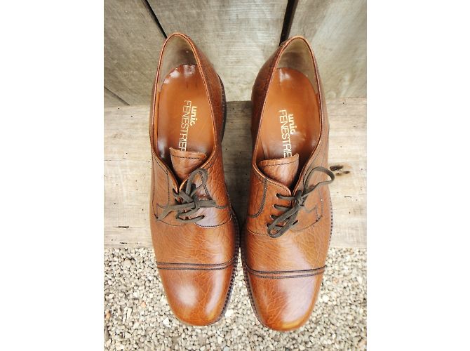 Joseph Fenestrier Unic Derby in pelle color caramello - vista 5