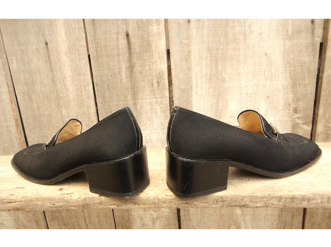 Mocassini Gucci neri in pelle e tessuto 38.5IT Nero - vista 4