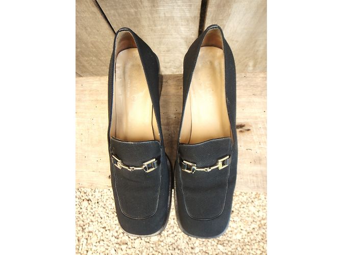 Mocassini Gucci neri in pelle e tessuto 38.5IT Nero - vista 5