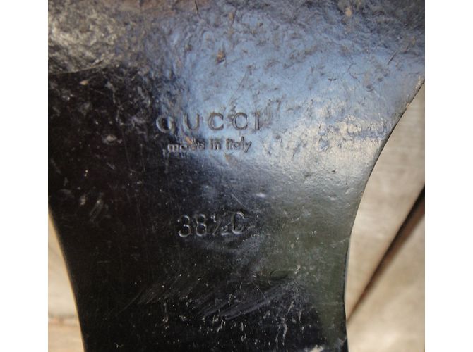 Mocassini Gucci neri in pelle e tessuto 38.5IT Nero - vista 7