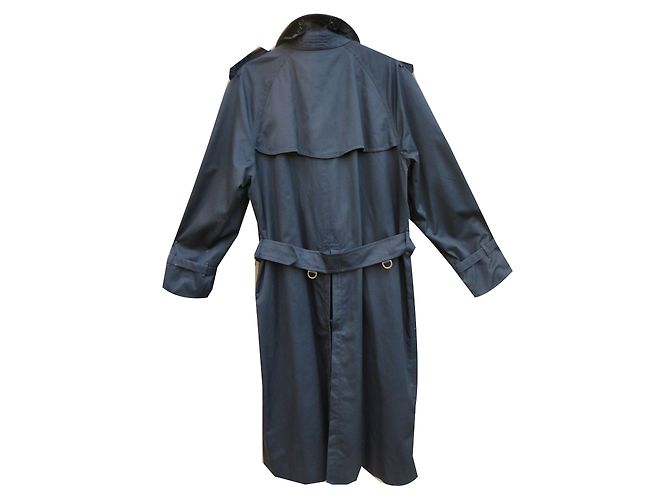 Trench Burberry Blu Navy in Gabardine di Cotone - vista 2