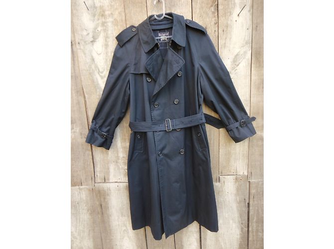 Trench Burberry Blu Navy in Gabardine di Cotone - vista 3
