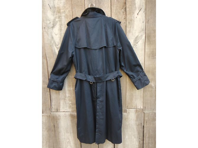 Trench Burberry Blu Navy in Gabardine di Cotone - vista 4