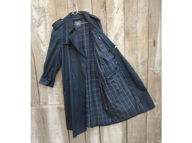 Trench Burberry Blu Navy in Gabardine di Cotone - vista 5