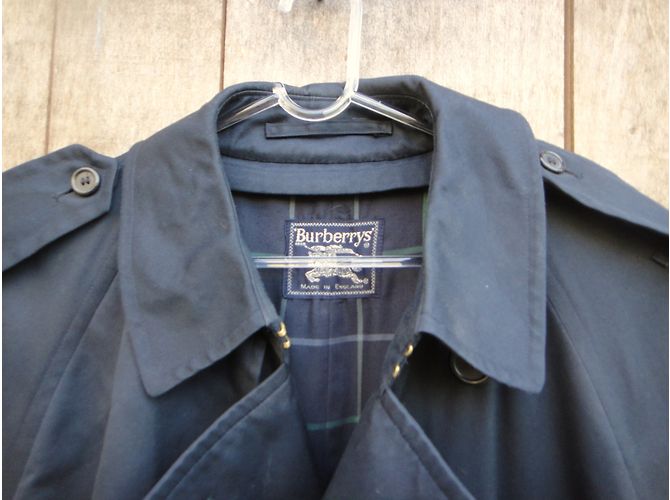 Trench Burberry Blu Navy in Gabardine di Cotone - vista 6