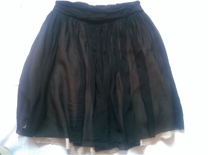 Falda corta plisada Banana Republic de seda negra Negro - vista 3