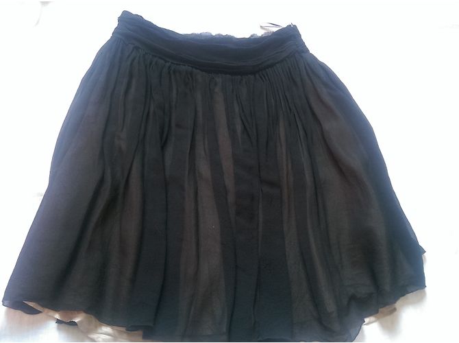 Falda corta plisada Banana Republic de seda negra Negro - vista 4