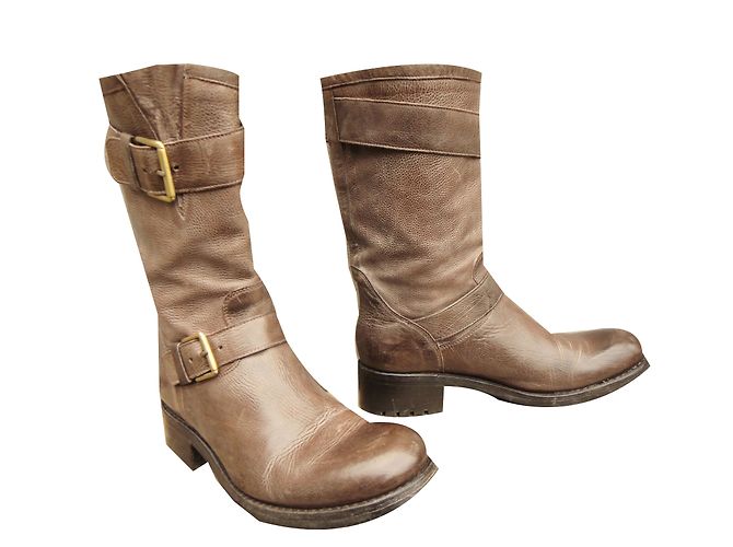 Botines Biker 4 Mid Strap Free Lance de piel taupe Gris pardo - vista 2