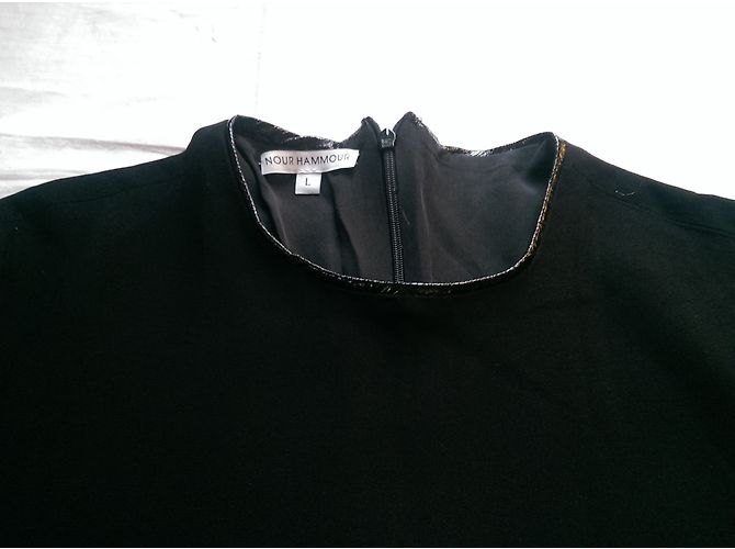 Autre Marque Tunica Nour Hammour in crepe di seta nera Nero - vista 4