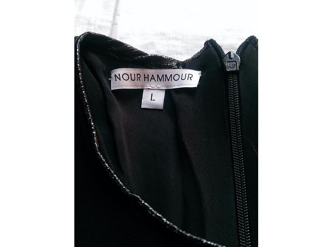 Autre Marque Tunica Nour Hammour in crepe di seta nera Nero - vista 5