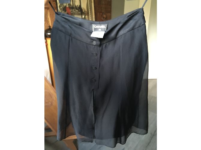 Falda Chanel de seda negra XS Negro - vista 8