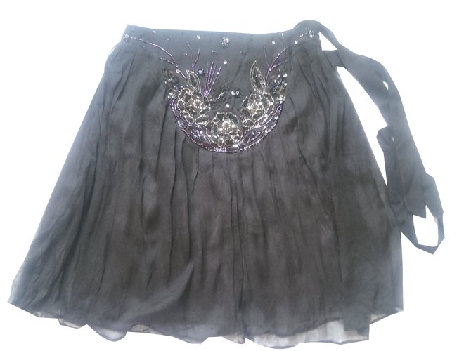 Falda de seda plisada Antik Batik negra Negro - vista 2
