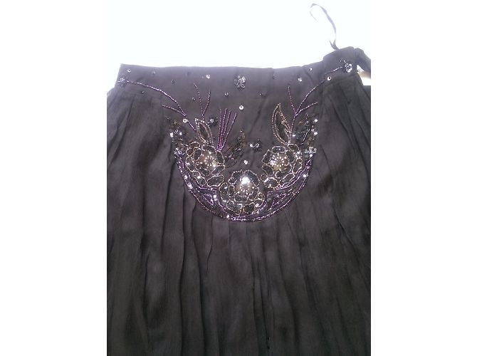 Falda de seda plisada Antik Batik negra Negro - vista 3