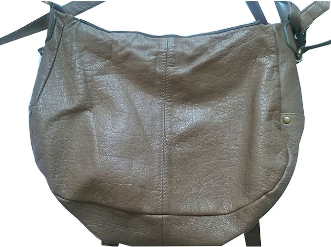 Borsa a tracolla Topshop in pelle beige - vista 2