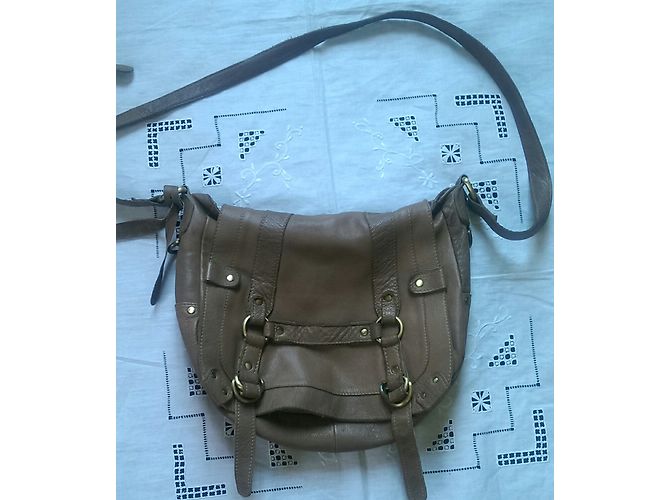 Borsa a tracolla Topshop in pelle beige - vista 3
