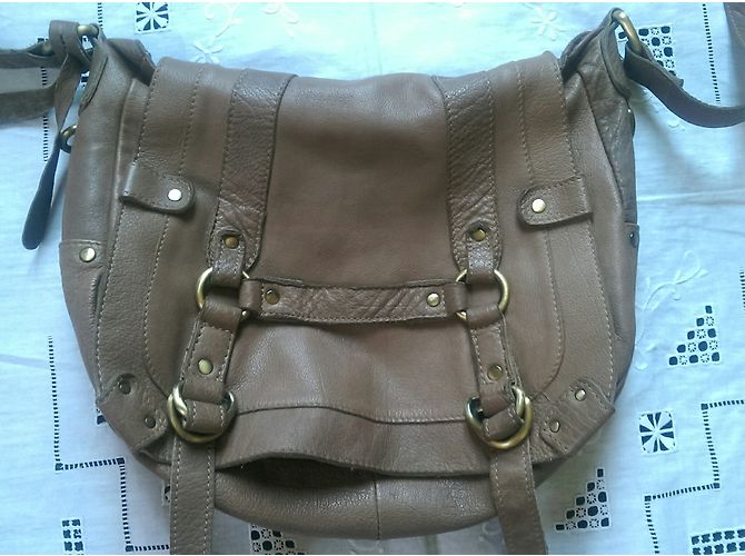Borsa a tracolla Topshop in pelle beige - vista 4