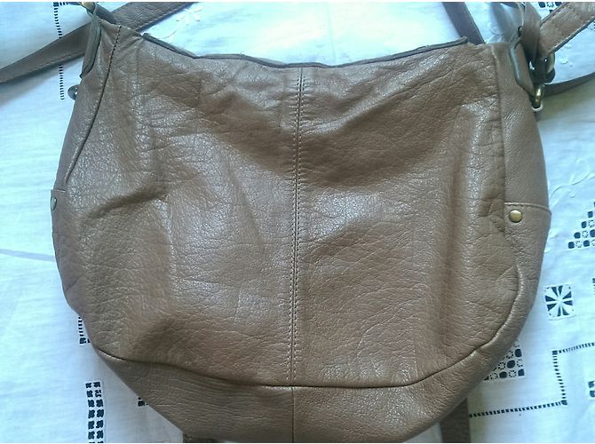 Borsa a tracolla Topshop in pelle beige - vista 5