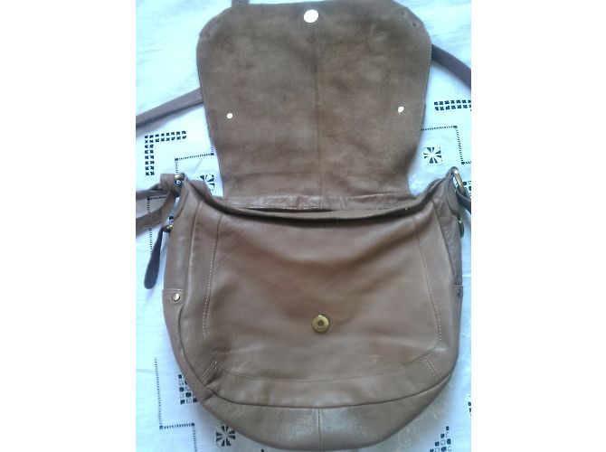 Borsa a tracolla Topshop in pelle beige - vista 6