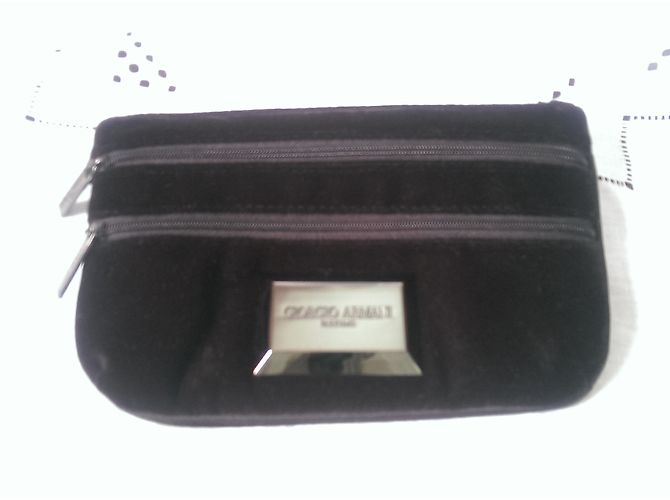 Pochette Giorgio Armani in velluto nero - vista 3