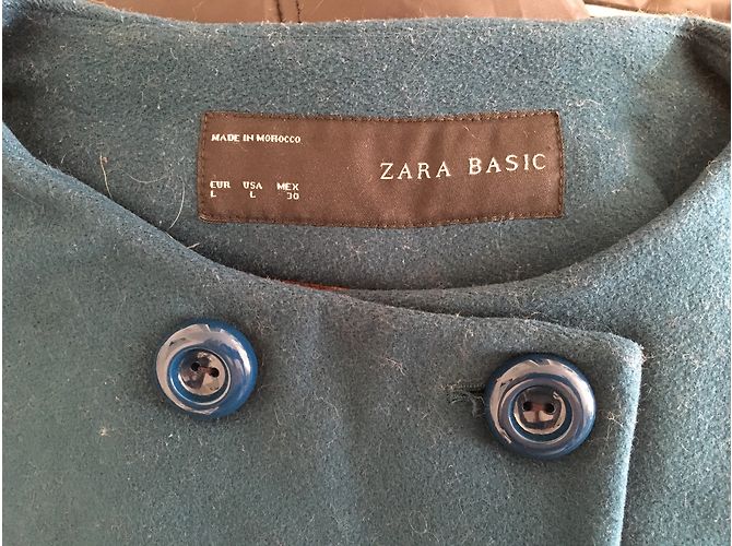 Abrigo Zara de lana azul L - vista 4